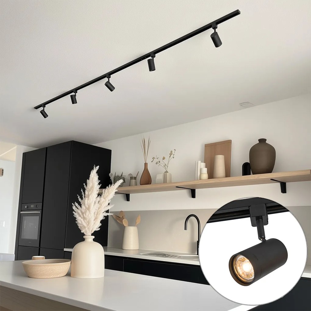 Moderný koľajnicový systém s 5 bodovými svetlami čierny 1-fázový - Iconic Jeana