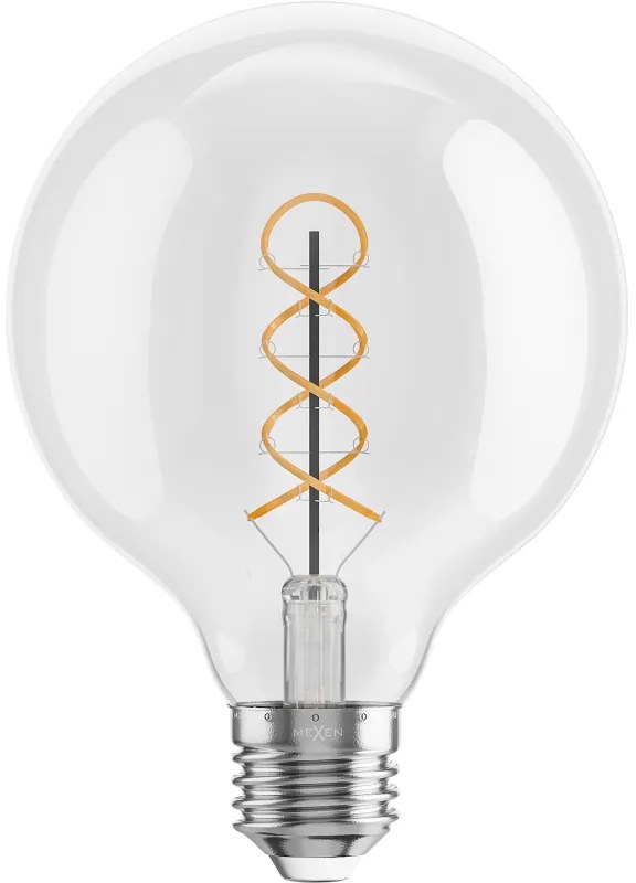 Mexen Vintis, LED žiarovka špirála E27, G95, 6W, Teplá - 2700K, 630 lm, číra - L167-E27-0627-00