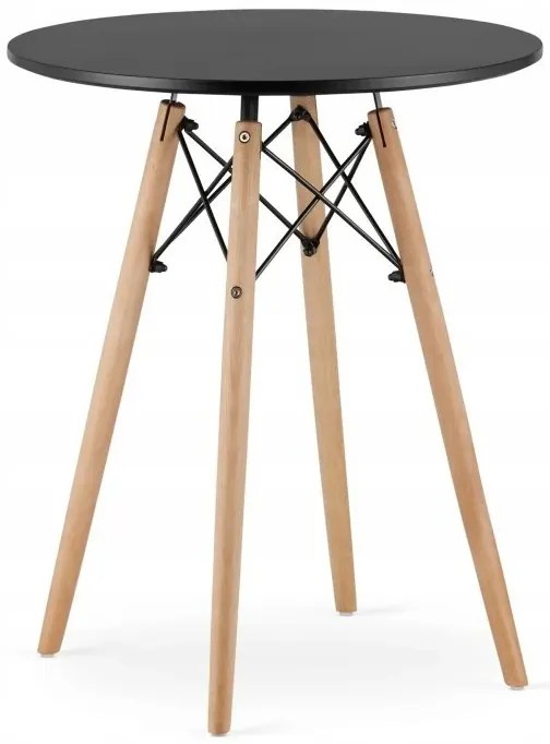 Jedálenská zostava TODI 60cm okrúhly stolový set čierny + 2 stoličky LAGO sivé