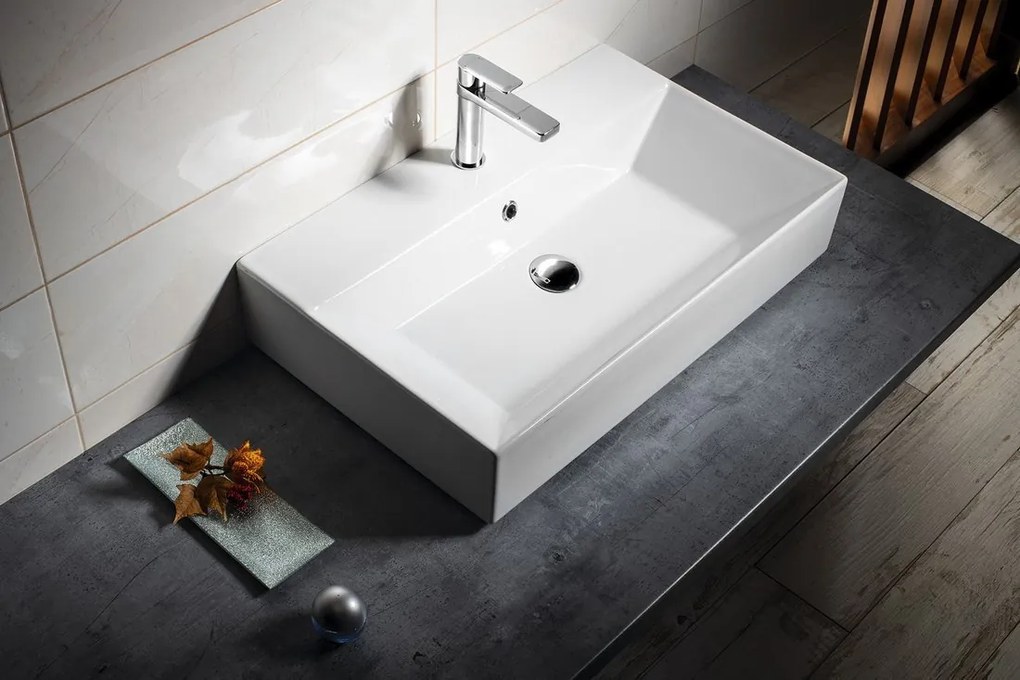 Aqualine Aqualine, Keramické umývadlo na dosku 70x42cm, biela, 10SF50070