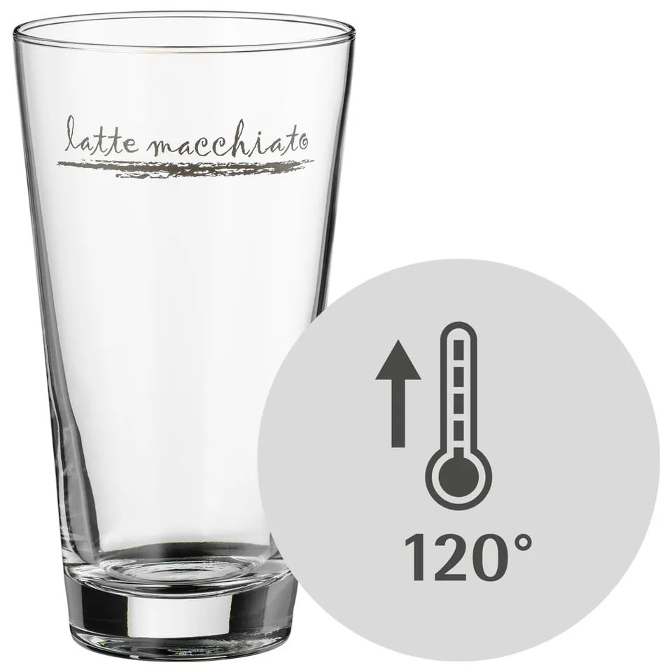 Sklenené hrnčeky s lyžičkami v striebornej farbe v súprave 6 ks 280 ml - WMF