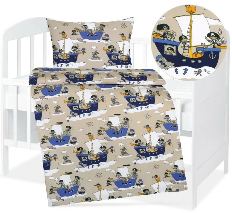 Bellatex Bavlnené obliečky do postieľky AgataSailor blue 90 x 135 cm, 45 x 60 cm