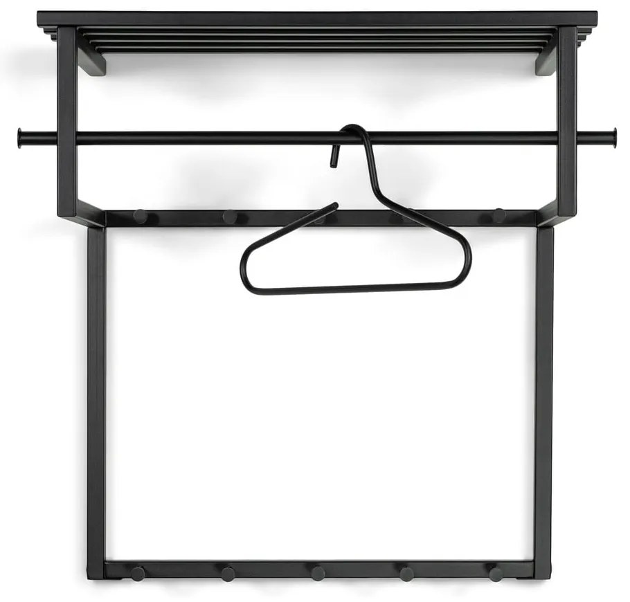 Čierny kovový nástenný vešiak s poličkou 76 cm Rizzoli – Spinder Design