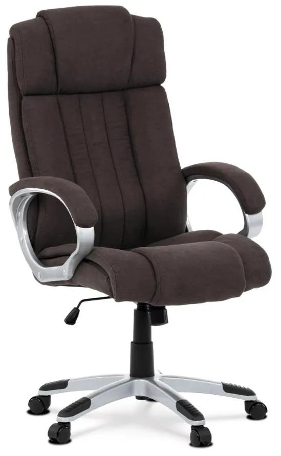 Autronic -  Kancelárska stolička KA-L632 BR2, plast v striebornej farbe, hnedá látka