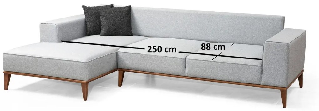 Rohová pohovka Monata sivá ľavá