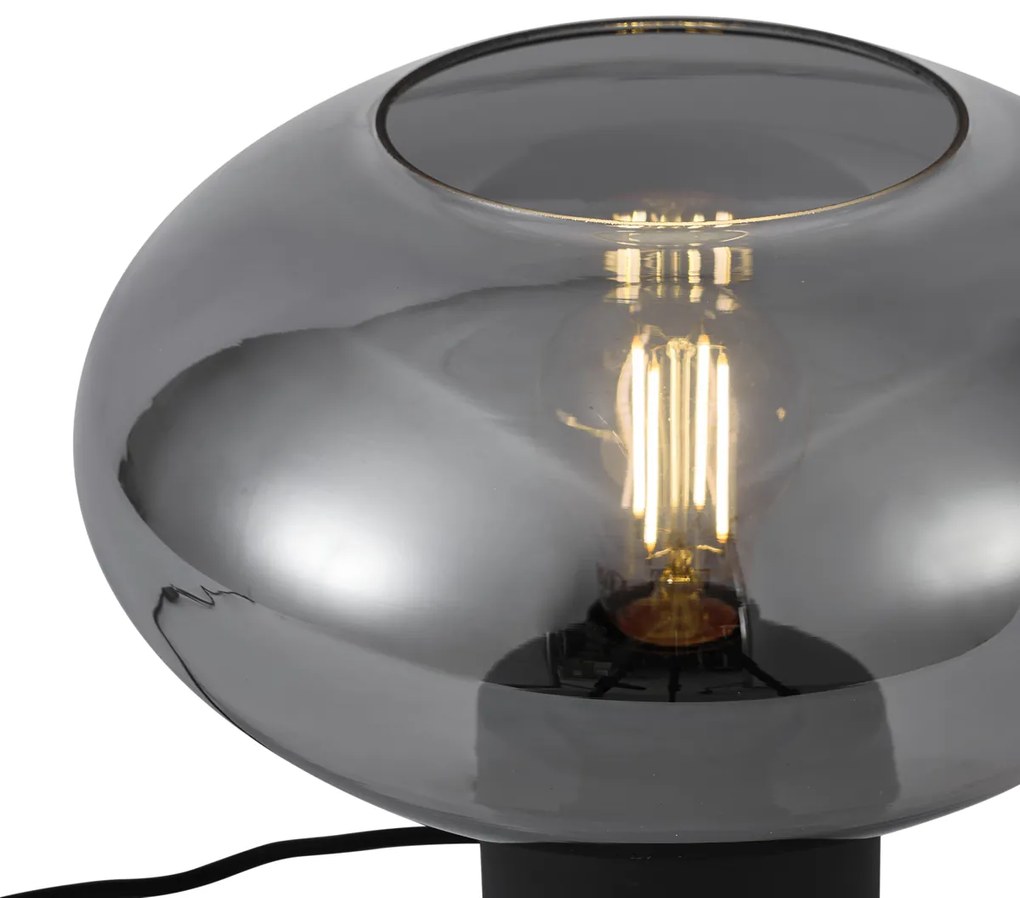 Dizajnová stolná lampa čierna s dymovým sklom - Umbrella