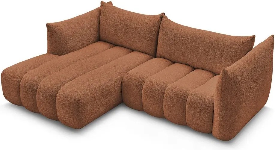 Oranžová rohová pohovka z textílie buklé (ľavý roh/s leňoškou) Azra – Bobochic Paris