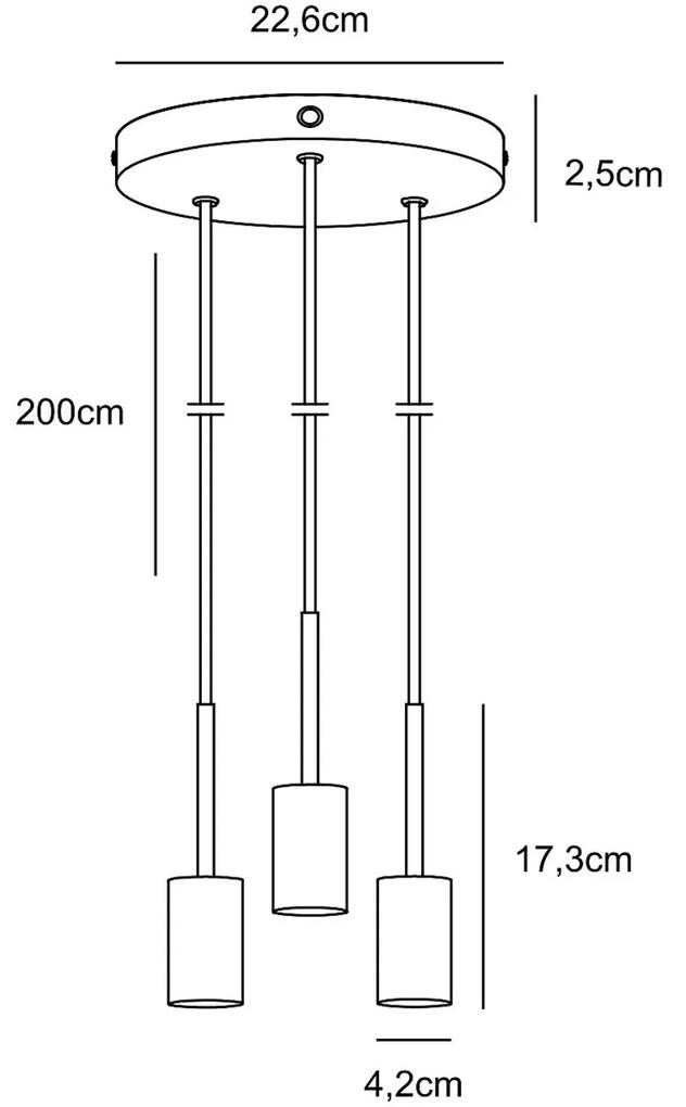NORDLUX Závesné kovové žiarovky PACO, 3xE27, 40W, mosadz