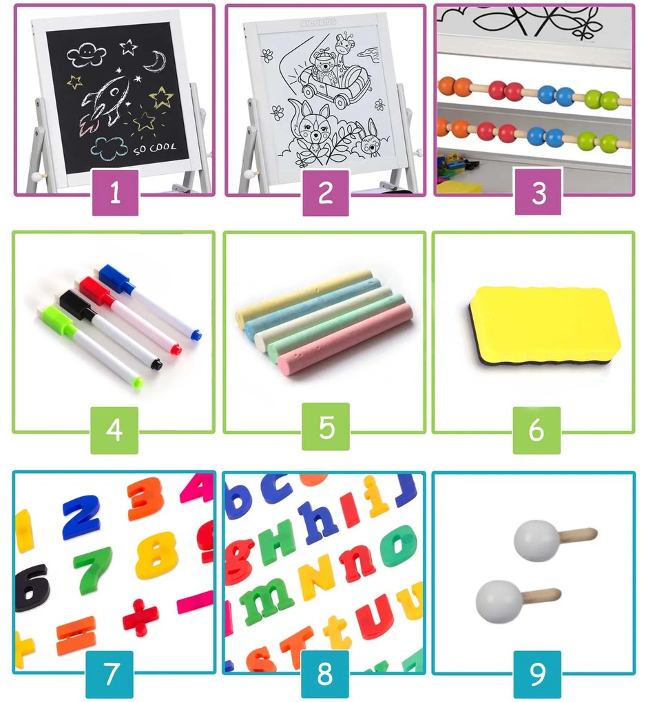 Magnetická otočná tabuľa Ricokids - sivá