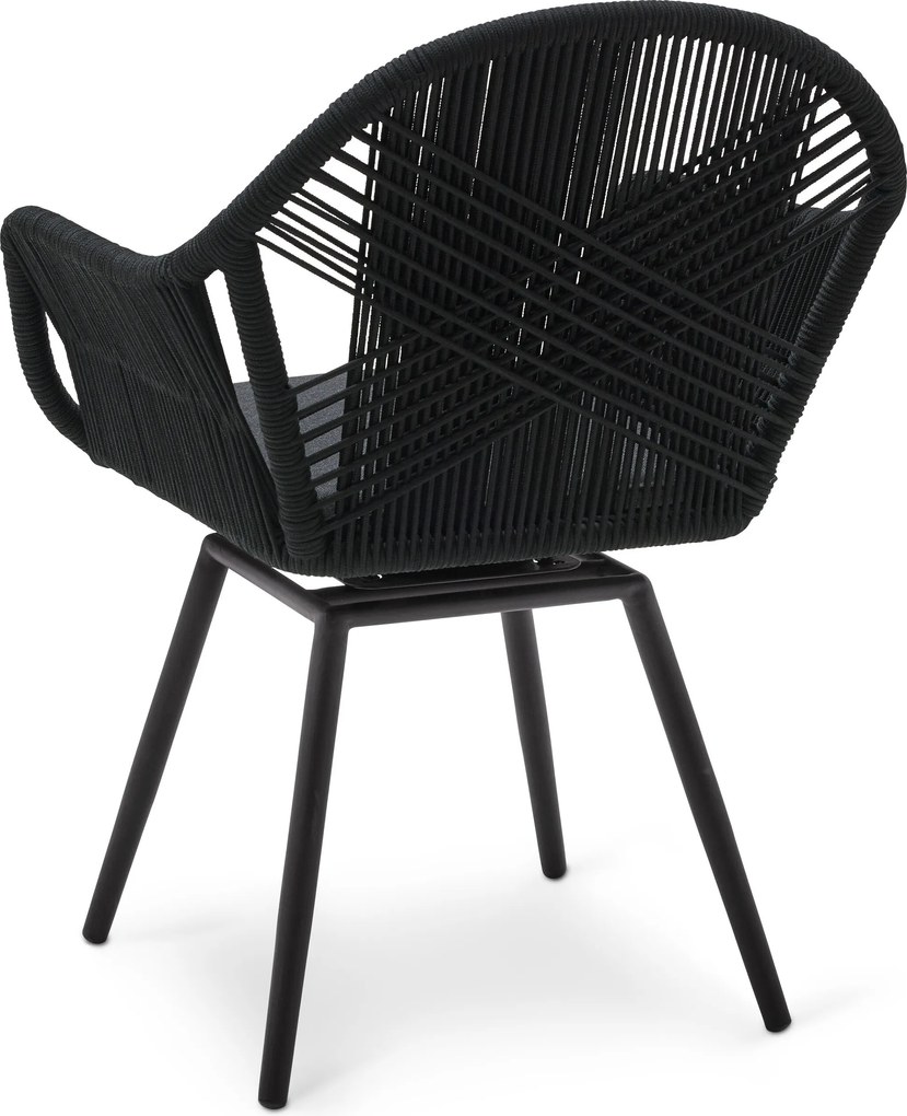 Otočná záhradná stolička s textilným krížovým výpletom