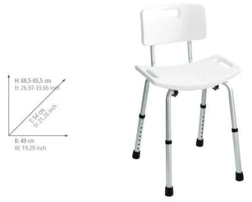 Sedacia stolička s operadlom do sprchy Wenko Stool With Back, 54 × 49 cm