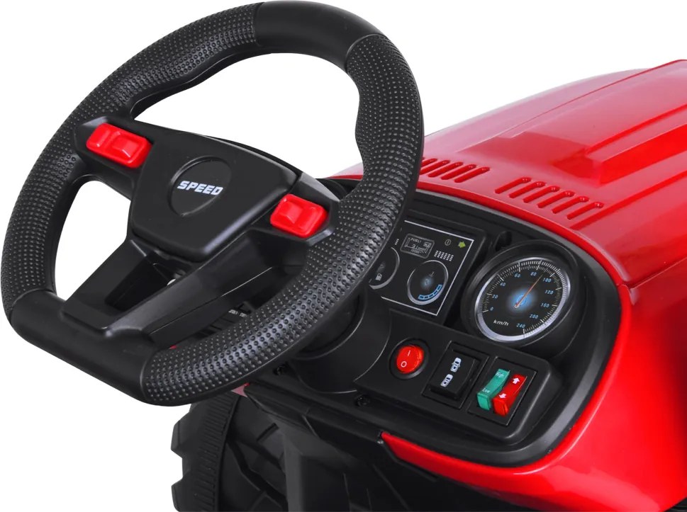 JOKOMISIADA Akumulátorový traktor s prívesom a pohyblivým sklápacím košom PA0347 červený
