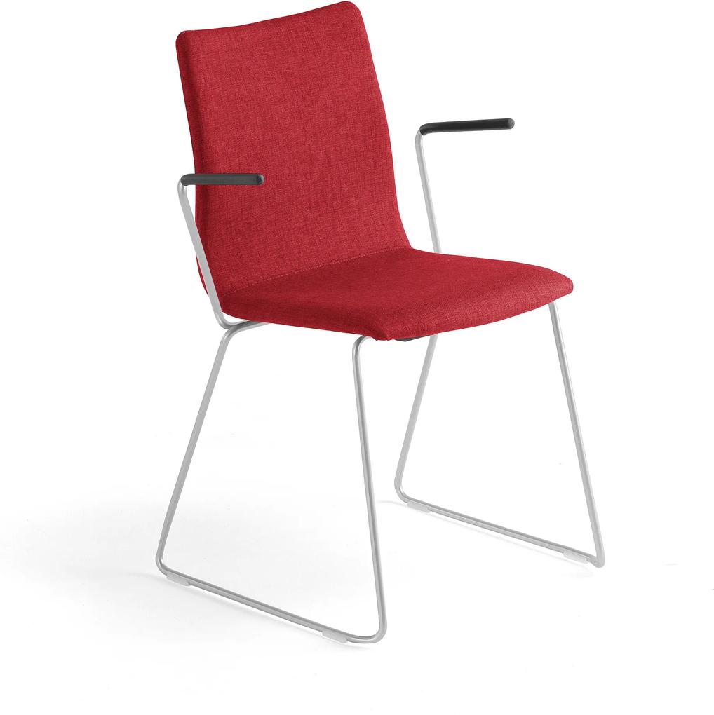 Konferenčná stolička Ottawa, s kĺzavou základňou a opierkami rúk, červená