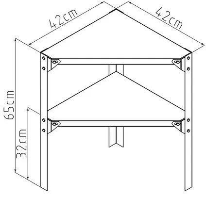 Regál G21 42 x 42 cm rohový, pre záhradné domčeky a skleníky 63900482