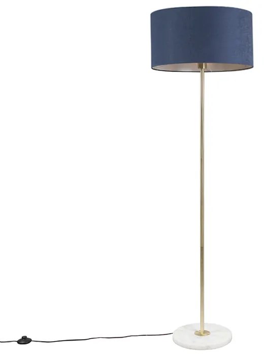 Stojaca lampa mosadz s modrým tienidlom 50 cm - Kaso