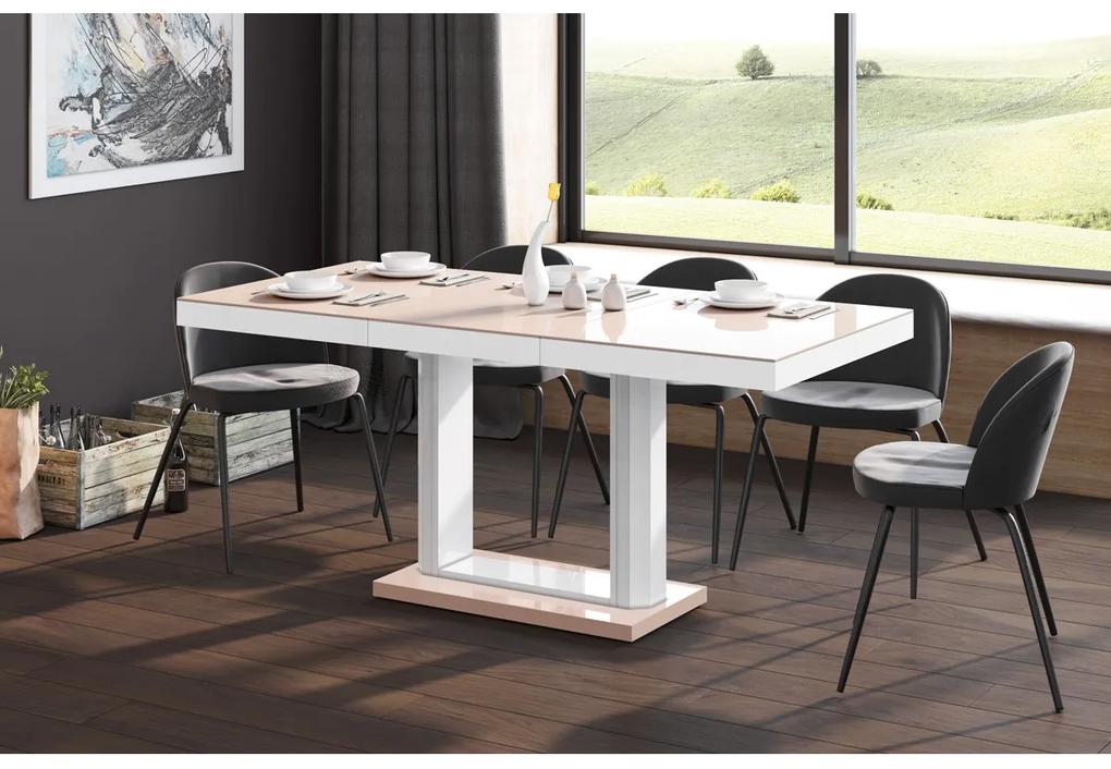 Luxusný rozkladací jedálenský stôl QUADRO 120-170cm cappucino