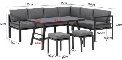 Doppler YORK SET - záhradná hliníková sedacia súprava