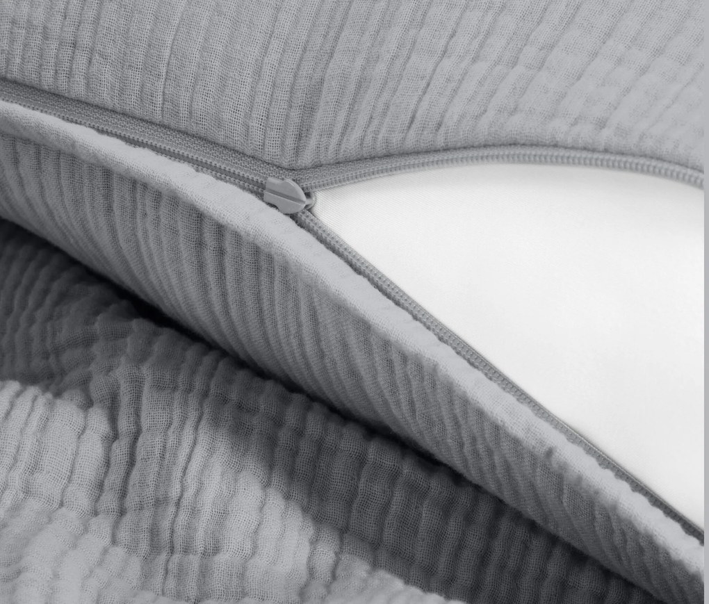 Mušelínová posteľná bielizeň, sivá, štandardná veľkosť