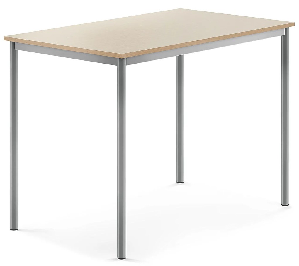 Stôl SONITUS, 1200x800x900 mm, HPL - breza, strieborná