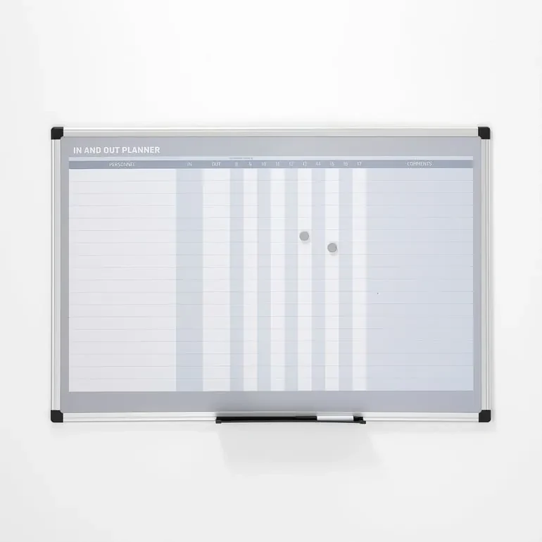 Biela magnetická tabuľa MABEL, na dochádzku, 900x600 mm