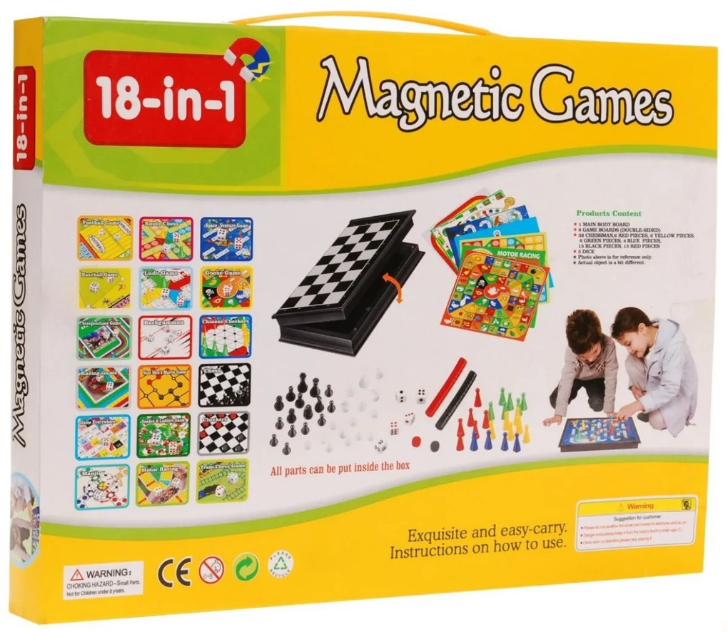 Spoločenská hra 18 v 1 Inlea4Fun MAGNETIC GAMES