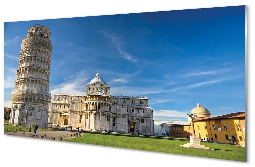 Sklenený obraz Italy Šikmá veža katedrály 125x50 cm