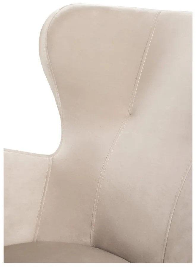 Béžové zamatové kreslo ušiak Noemye – Bonami Selection