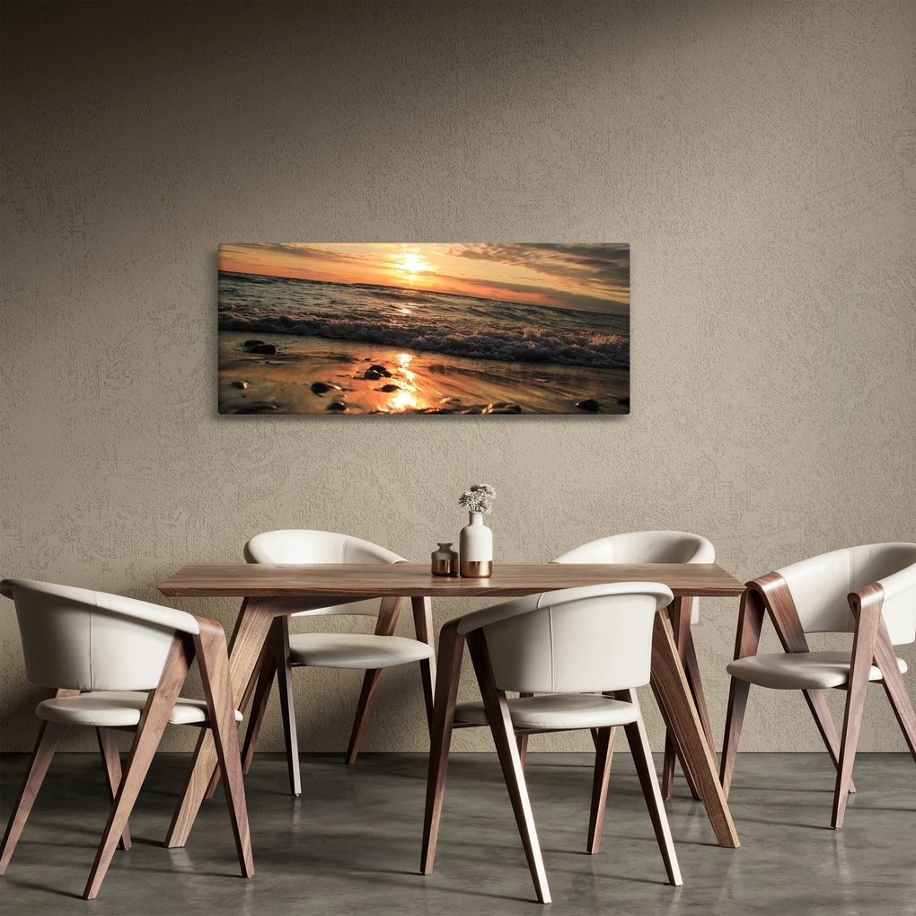 Obraz - Západ slnka pri oceáne (120x50 cm)