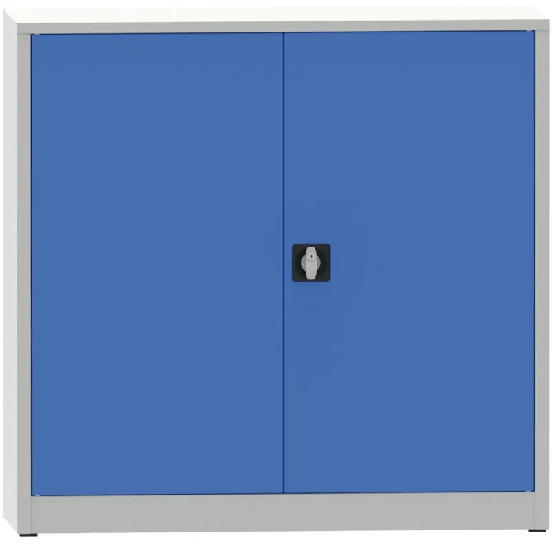 Dielenská policová skriňa na náradie KOVONA JUMBO, 2 police, zváraná, 1150 x 1200 x 500 mm, sivá / modrá