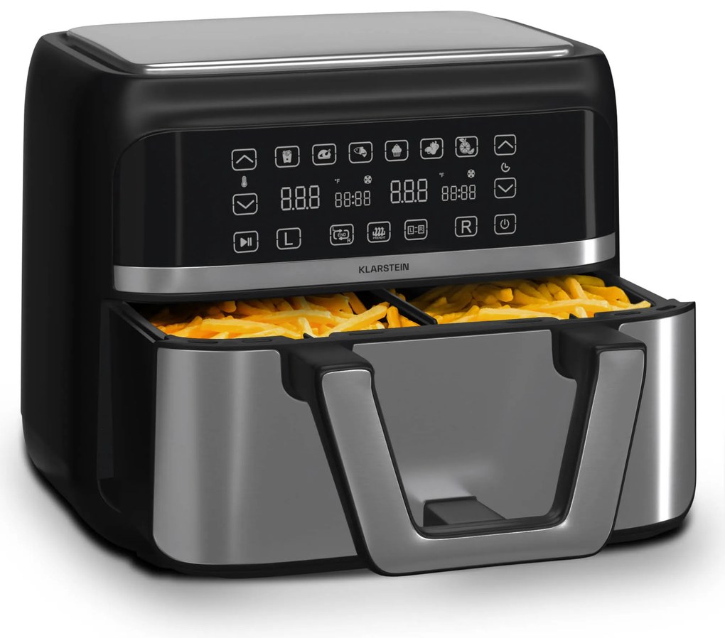 Klarstein VitaFry Duo Elegance, teplovzdušná fritéza, 2850 W, 9 l, 2 varné zóny, 6 programov