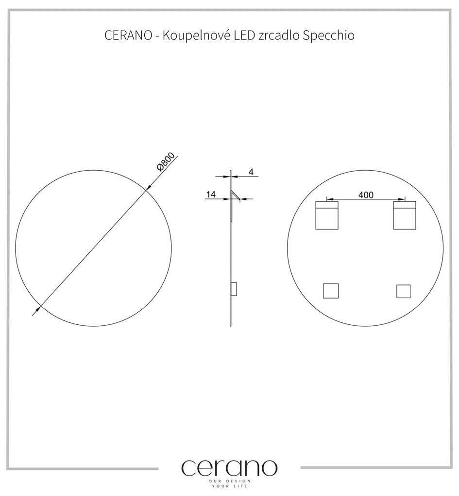 Cerano Specchio, kúpeľňové zrkadlo Ø 80 cm, CER-CER-429235