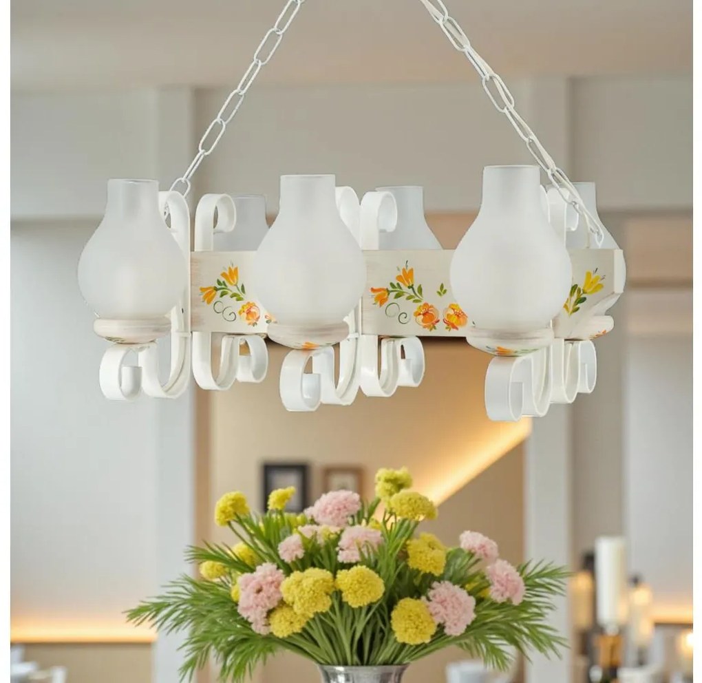 Brilagi - Závesný luster na reťazi QUEEN 6xE14/40W/230V buk/krémová