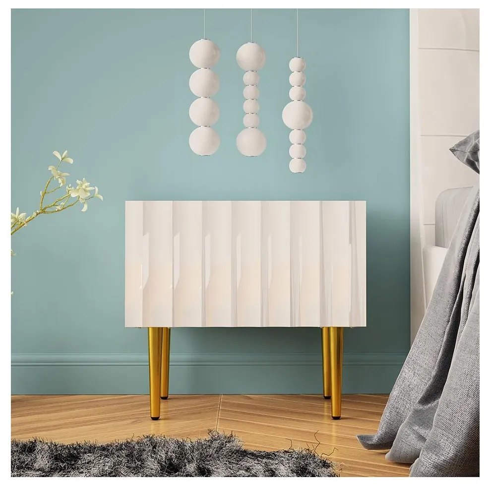 Nočný stolík ARCOS 46x50 cm biela/zlatá