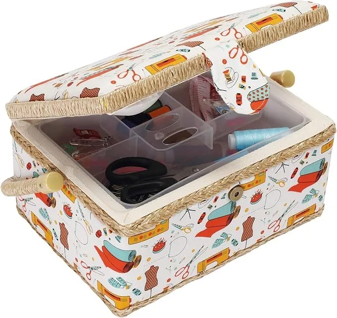 Orion Košík na šitie, veľký kufrík na šitie, polstrovaný, 30x23x16 cm