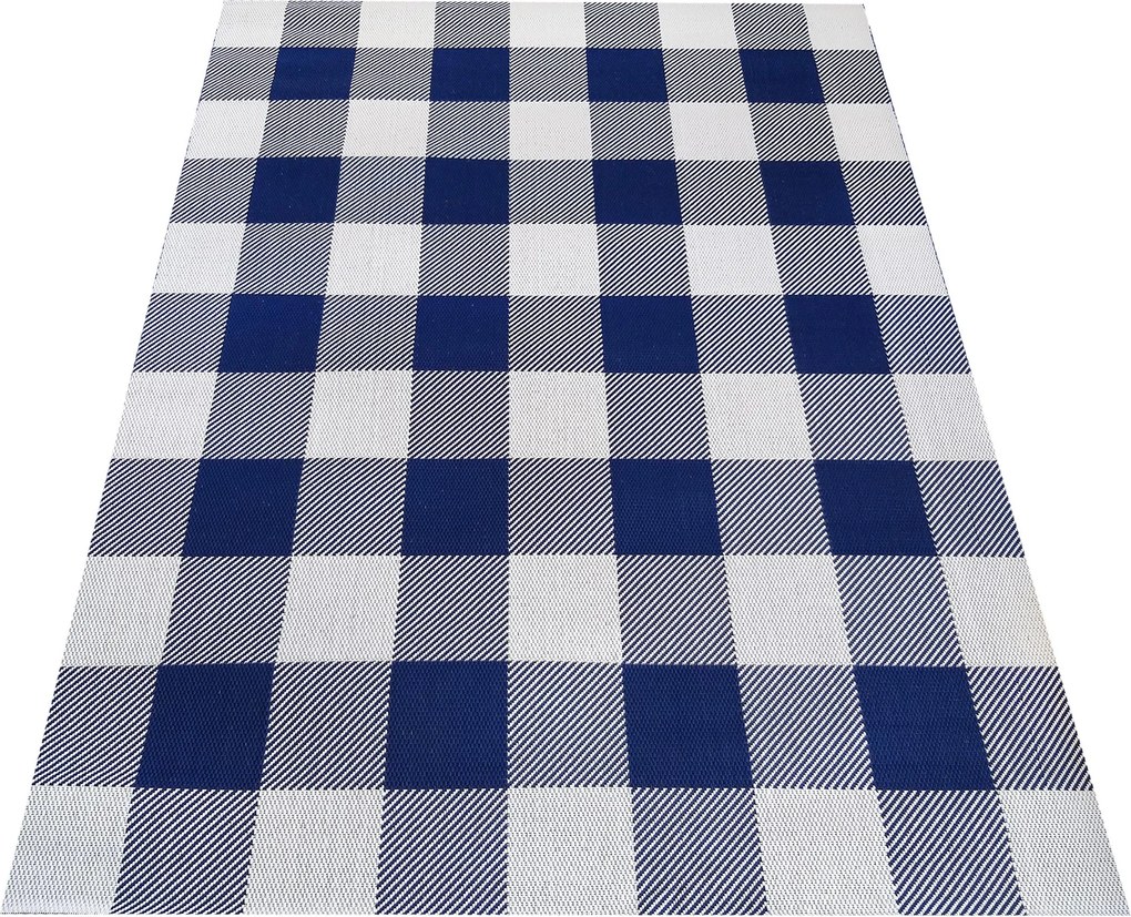 DY PATIO 13 Modrý jednostranný koberček s šnúrou