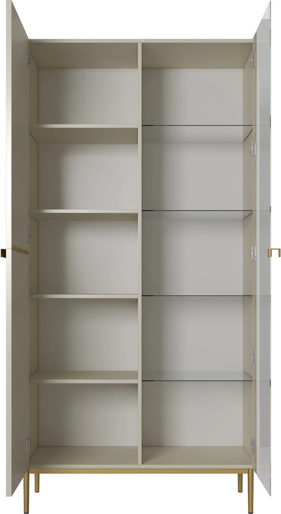 Vitrína Nicole 100 cm - kašmírová / zlatá