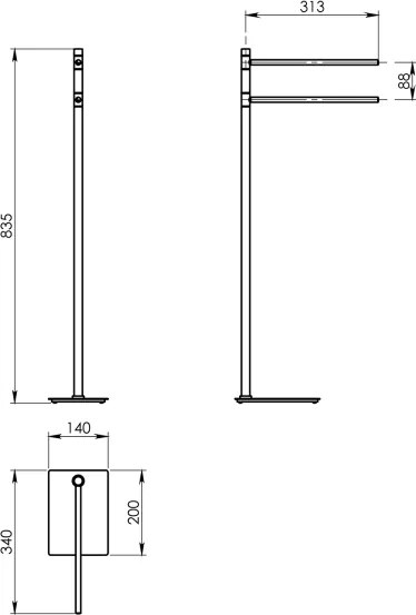 Gedy - Stojan na uteráky TRILLY 83,5 cm metalická sivá
