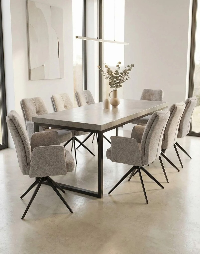 Otočná jedálenská stolička Stanley, čalúnená, sivá