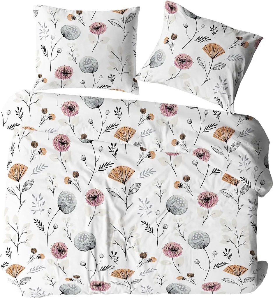 KREPOVÉ OBLIEČKY KORALOVE 140X200 CM, 1KS 70X80 CM KVETY