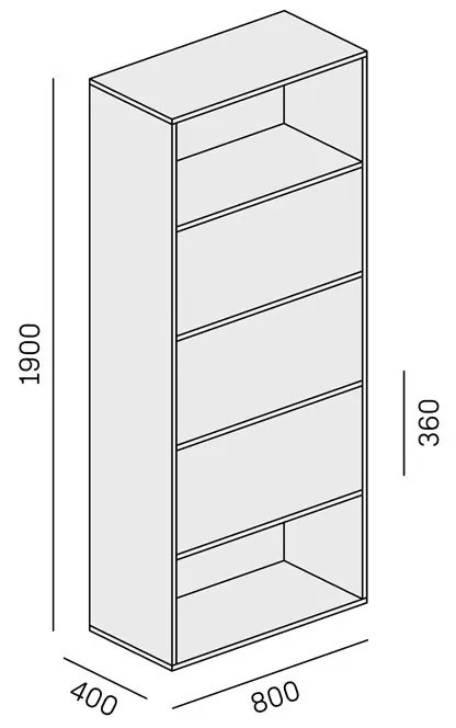 PLAN Vysoký kancelársky policový regál LAYERS, 3 boxy, 800 x 400 x 1905, biela