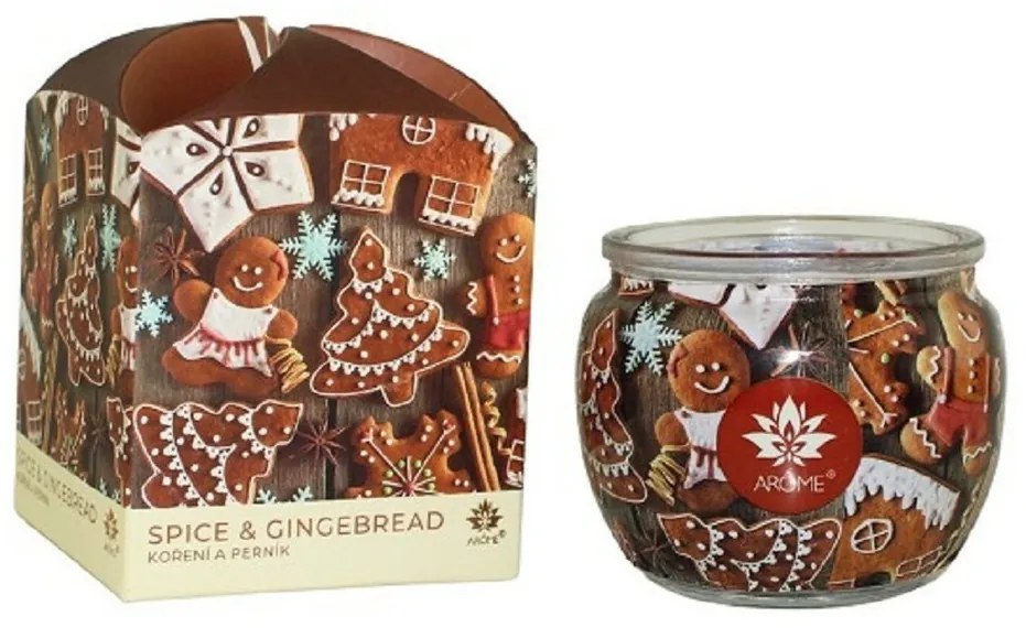 Arome Sviečka v skle a flower boxe, Spice & Gingerbread, 90 g