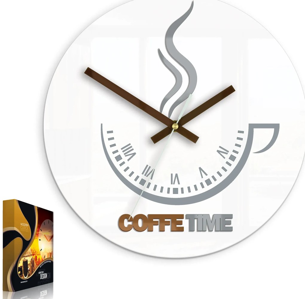 Nástenné hodiny Coffe Time biele