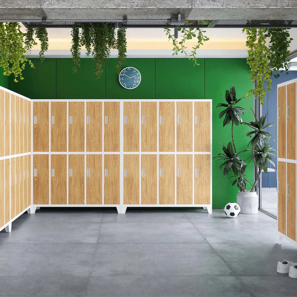 10-dverová šatňová skrinka na oblečenie, biela/zlatý dub, 1360x1720x450 mm: BARTEK Eco Design