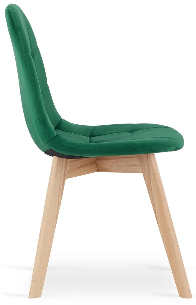 Zelená zamatová jedálenská stolička BORA