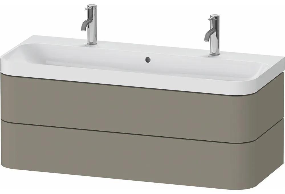 DURAVIT Happy D.2 Plus c-shaped závesná skrinka s nábytkovým umývadlom s dvomi otvormi, 2 zásuvky, 1175 x 490 x 480 mm, kameňovo šedá matná lakovaná, HP4379O92920000