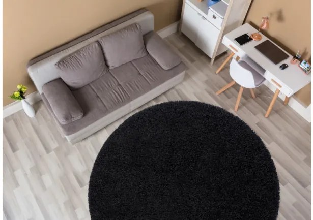 Koberec SOFFI kruh shaggy čierny