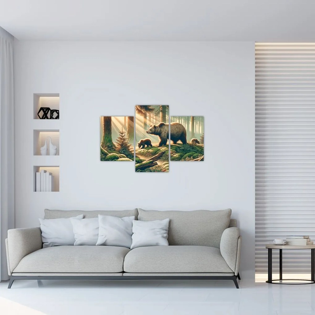 Obraz - Medvede v lese (90x60 cm)