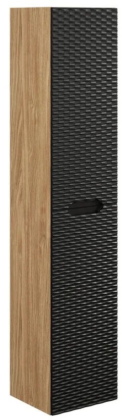 Vysoká závesná kúpeľňová skrinka Ocean 2D dub olejovaný/čierna