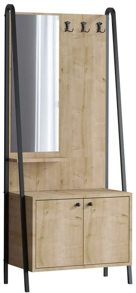 Vešiak s botníkom Lumi Oak and Black