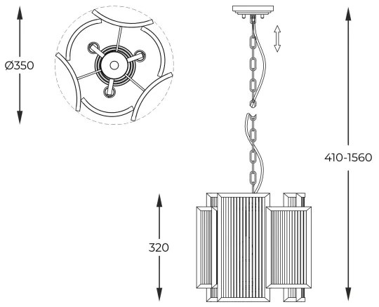 Zuma Line P0528-03A-V6AC - Luster na reťazi SERGIO 3xE14/60W/230V zlatá